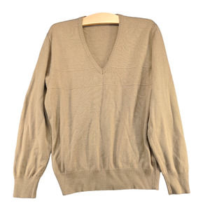Point of Italy Men's Pullover Knit Sweater Tan Size M Actual 39x25 V-Neck